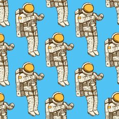 Sketch asronaut in vintage style