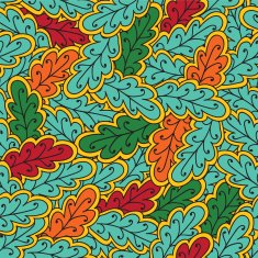 oak leaves vector seamless pattern