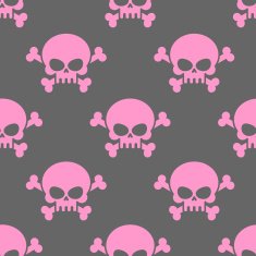 Pink skull on a grey background seamless pattern