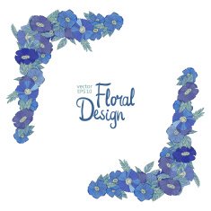 Blue floral border made with wildflowers N16
