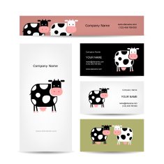 Business cards design with funny cow