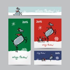 Funny goat santa Christmas cards design