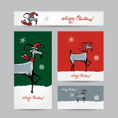 Funny goat santa Christmas cards 2015 design