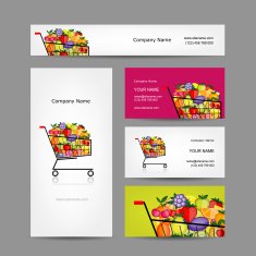 Business cards design trolley with fruits