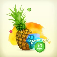 Pineapple watercolor illustration