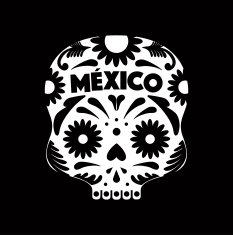 Mexican Skull - Black And White Cut Out Paper