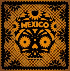 Mexican Skull - Orange Cut Out Paper N3