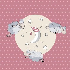 Sleeping cute sheep with moon N2