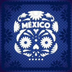 Mexican Skull - Cut Out Paper Blue