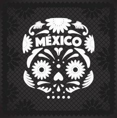 Mexican Skull - Black And White Cut Out Paper N3