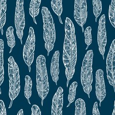 Seamless pattern zentangle ethnic feathers