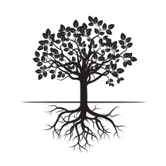 Black Tree and Roots Vector Illustration N4