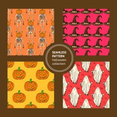 Sketch Halloween seamless pattern N2