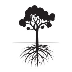 Black Tree and Roots Vector Illustration N5