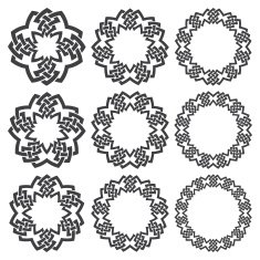 Nine circular decorative elements with stripes braiding N9