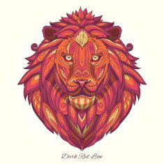 Lion dark red ornament ethnic vector illustration N2