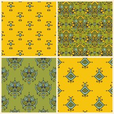 Seamless vector set of asian patterns Illustration N2