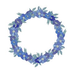 Blue floral border made with wildflowers N17