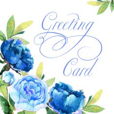 Greeting card with watercolor peonies