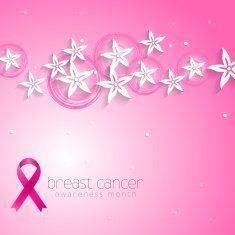 Flowers pink design and breast cancer awareness ribbon