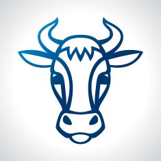 Cow head silhouette emblem design on white background N2