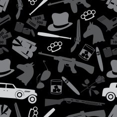 mafia criminal black symbols and icons seamless pattern eps10