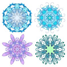 Set Mandalas Round Ornament Pattern Snowflakes