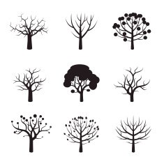 Set of black vector tree icon