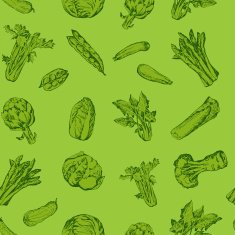 Seamless pattern with green vegetables