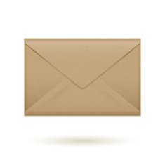 Realistic brown closed envelope icon template