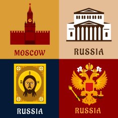 Cultural historic and religion russial flat icons
