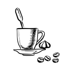 Coffee cup with cream and beans N2