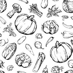Seamless pattern with different vegetables N2