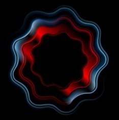 Abstract bright wavy ring logo on black background