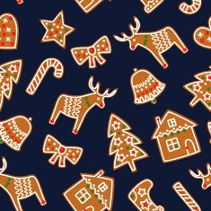 Cute Seamless pattern with Christmas gingerbread cookies