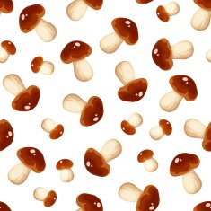 Seamless background with cep mushrooms Vector illustration