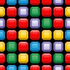 Gems seamless pattern Colorful jewelry stones on a black backgr