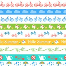 Set of vector seamless borders Hello summer