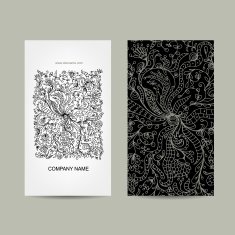 Vintage business cards floral design N2