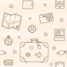 Hand drawn travel pattern N2