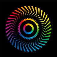 Circular Pattern Colorful Wheel Rainbow Black