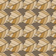 Seamless pattern beige leaf on brown background