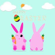 happy easter bunny egg vector design celebrate card
