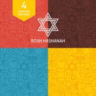 Thin Line Rosh Hashanah Holiday Patterns Set