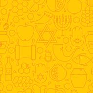 Thin Rosh Hashanah Line Holiday Seamless Yellow Pattern