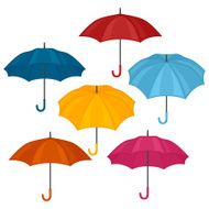 Set of abstract color umbrellas on white background N2