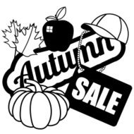 Autumn sale black and white icon