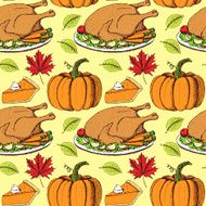Sketch Thanksgiving seamless pattern