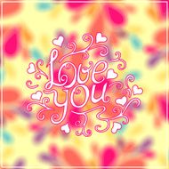 Love you lettering with floral ornament N2