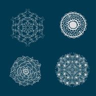Set of round calligraphic patterns or snowflakes